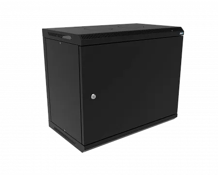 Шкаф телекоммуникационный настенный разборный МИКсистем 19" Basis 9U 600x350  дверь металл черный