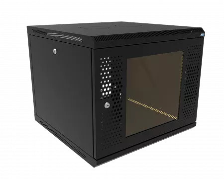 Шкаф телекоммуникационный настенный разборный МИКсистем 19" Keys 9U 600x600  дверь перфорация+стекло черный