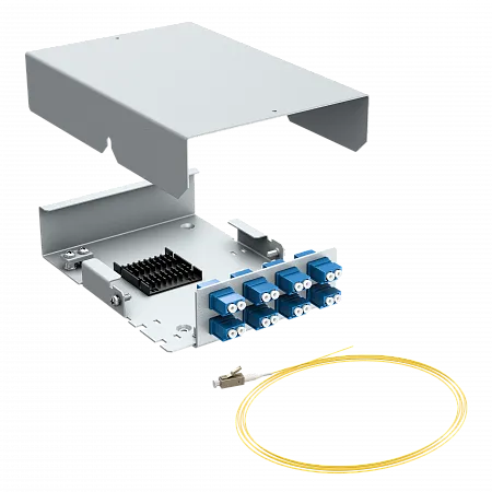 Кросс оптический настенный LANMIR укомплектованный 4 розетки 2LC/UPC 8 портов SM 9/125 OS2 1U серый